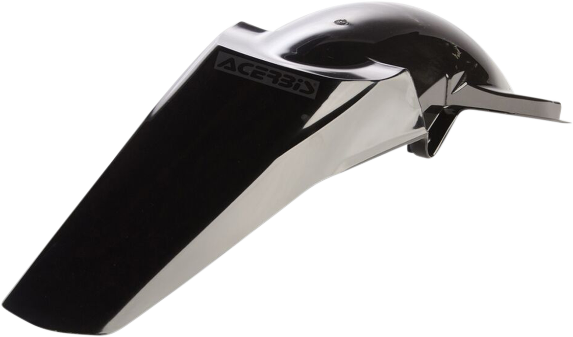 Black ACERBIS rear fender for motorcycles, designed as a durable body part with sleek finish and precise fit.