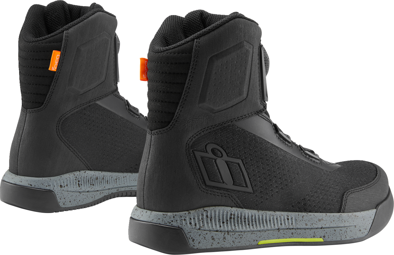 Bill's Exhausts ICON Overlord™ Vented CE Boots in black, size 10, with reinforced ankle protection and breathable venting design.