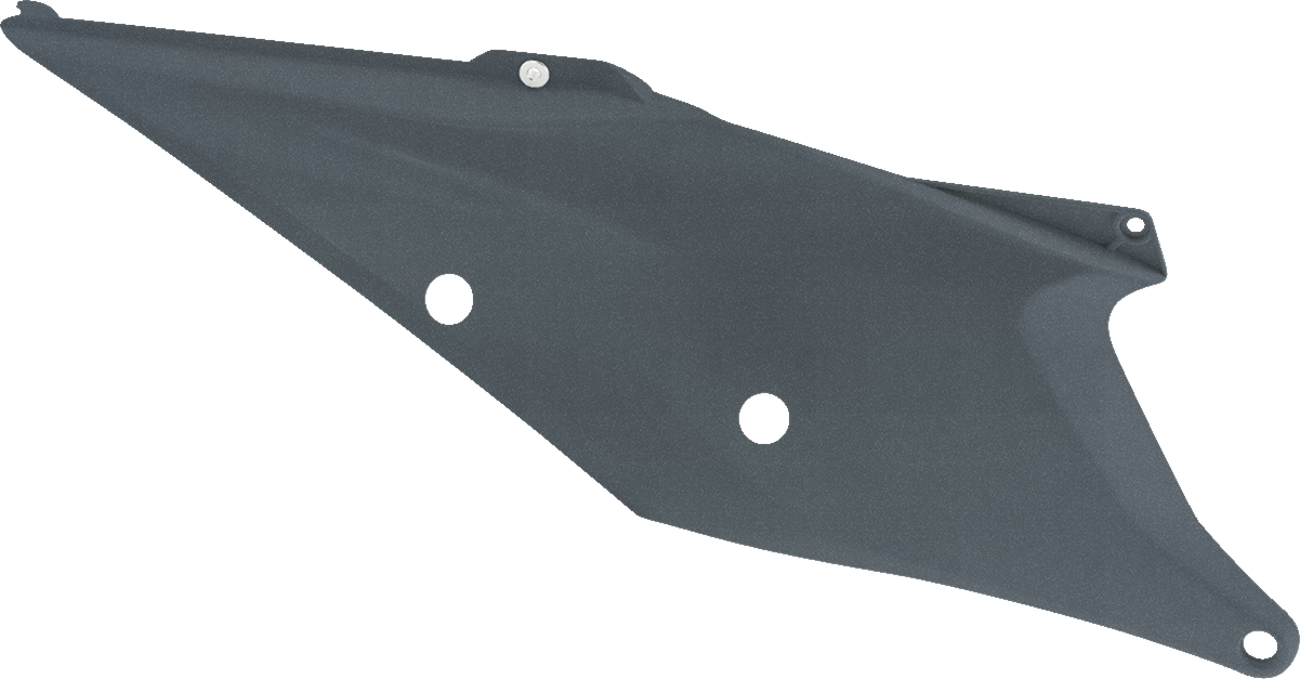 Gray Acerbis side panels for motorcycle body, featuring a sleek design with brand markings, designed for durable fit and style.