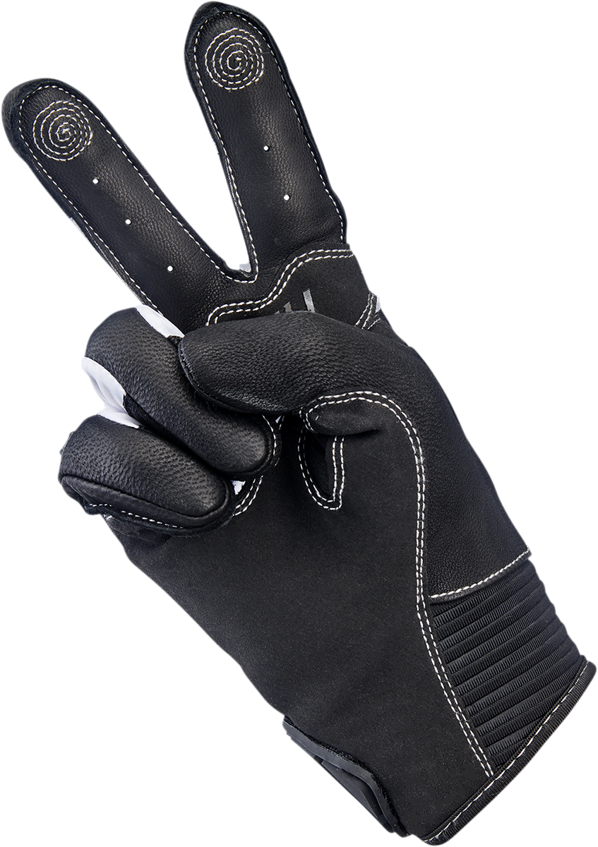 Red BILTWELL Bridgeport Gloves in small size, featuring durable leather construction and stylish design by Bill's Exhausts.