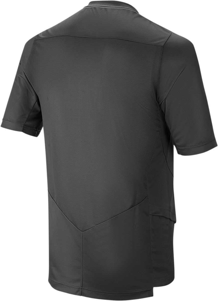 Bill's Exhausts Alpinstars Drop 6.0 short-sleeve black jersey, large size, lightweight racing apparel for motorcycling or sports.