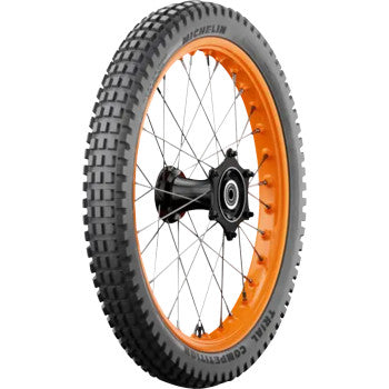 Michelin Trial Competition front tire 2.75-21 with 45M load rating, shown mounted on a motorcycle wheel.