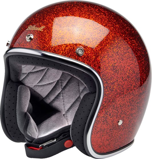 BILTWELL Bonanza helmet in Rootbeer Megaflake finish, medium size, featuring a sleek motorcycle helmet design with glossy finish.