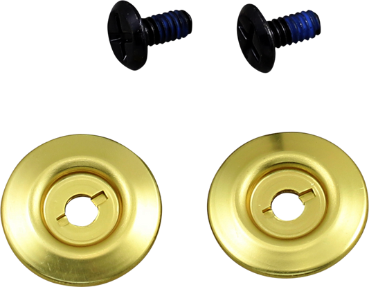 Black BILTWELL Gen 2 hardware screw with gold baseplate for helmets parts, designed by Bill's Exhausts.