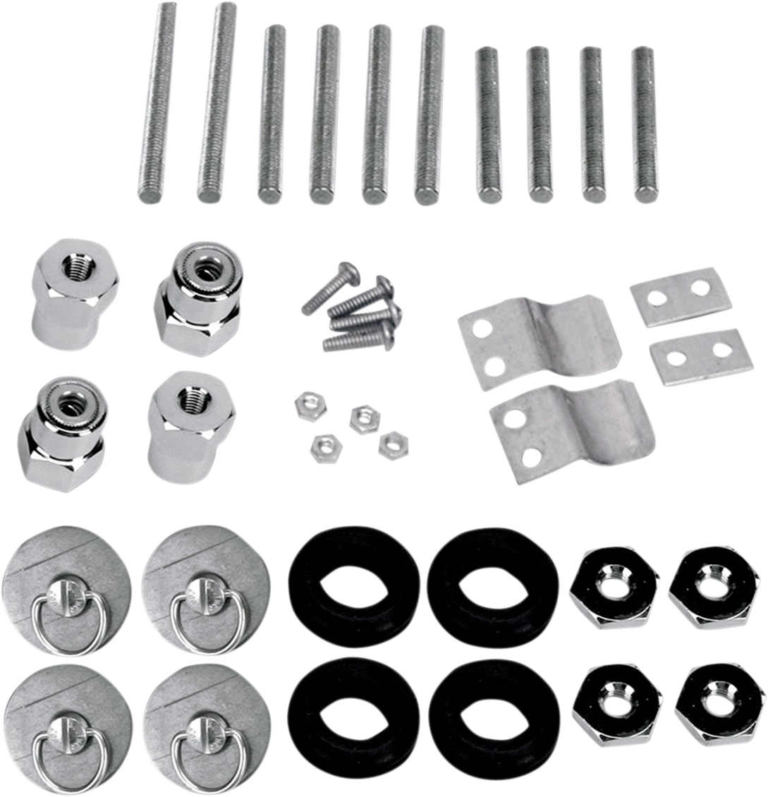 Bill's Exhausts SADDLEMEN Docking Post Kit 3501-0338 seat mounting hardware on a motorcycle seat setup.