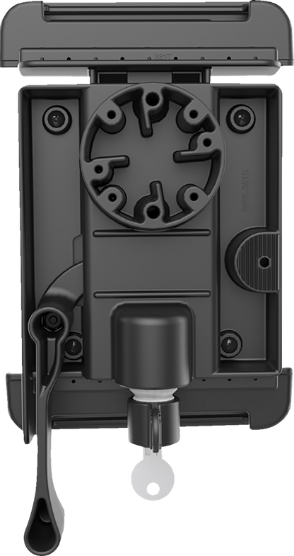 Engine RAM Mounts holder with Tab-Lock system, compatible with various devices, shown in a close-up image.