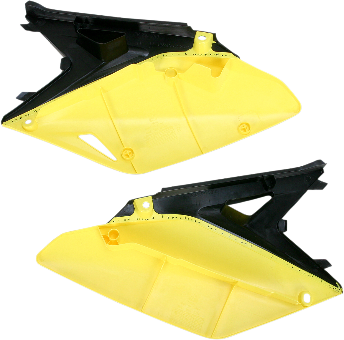 Acerbis black and yellow side panels for motorcycle body, featuring bold color accents and sleek design.