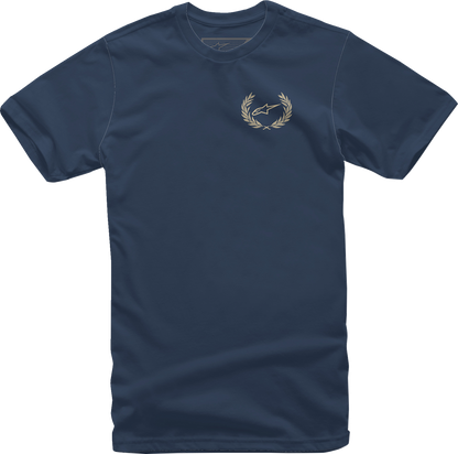 Navy Bill's Exhausts Alpinstars Wreath T-Shirt in large size, featuring a stylish graphic design on the front.