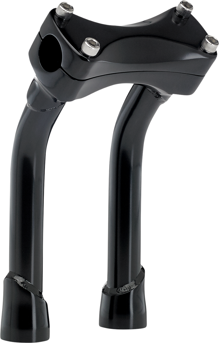 Black BILTwell Murdock oversized handlebars with pullback risers, 8-inch rise, designed for motorcycle handlebar replacement.
