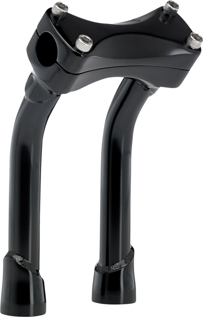Black BILTwell Murdock oversized handlebars with pullback risers, 8-inch rise, designed for motorcycle handlebar replacement.