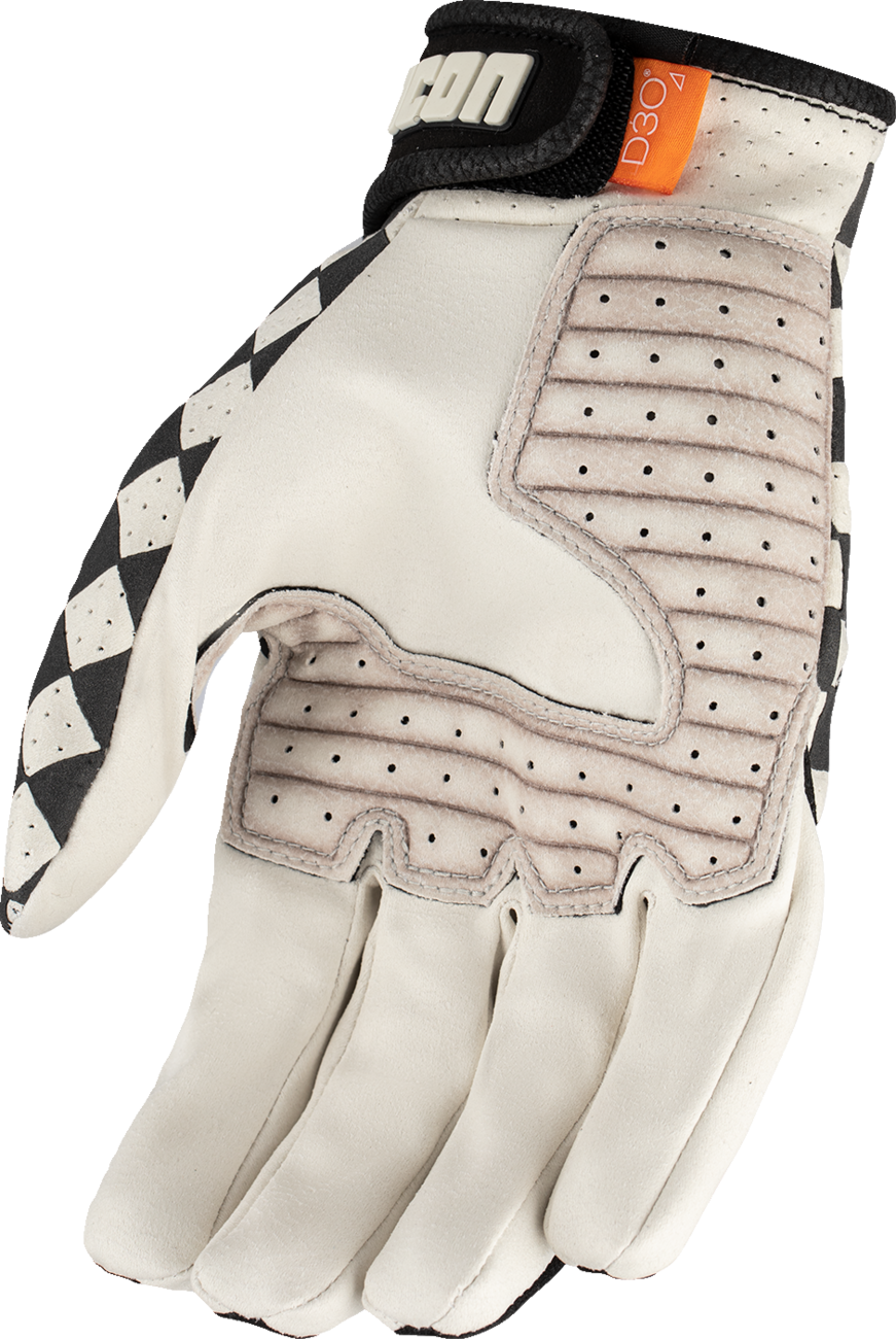 Bill's Exhausts ICON Airform Slabtown™ Checker gloves in large size, featuring a checkered pattern and durable construction.
