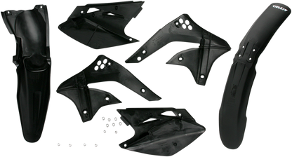 A black Acerbis standard replacement body kit for motorcycles, displayed on a plain background.