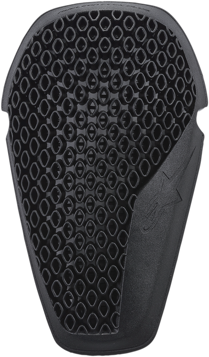 Alpinestars Nucleon Flex Plus knee protectors in small size, black protective gear for motorcycle riding, shown on a neutral background.
