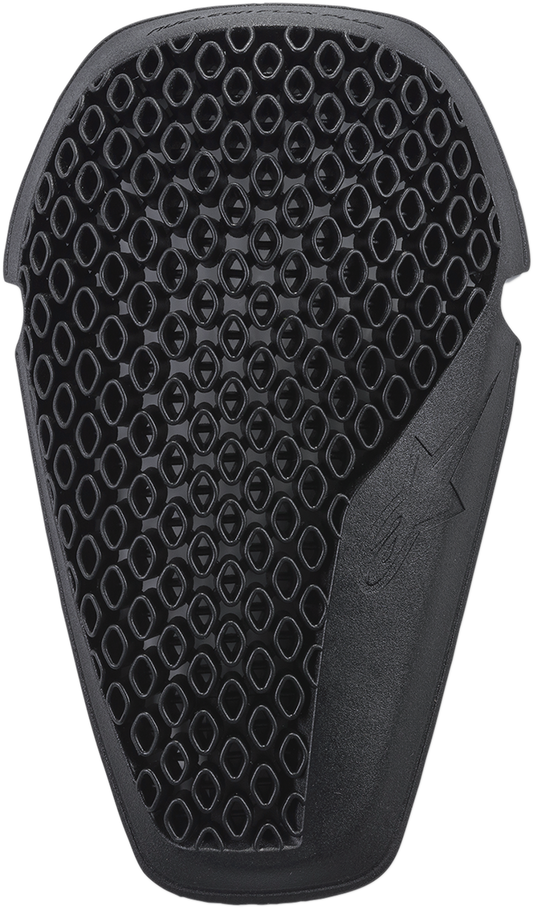 Alpinestars Nucleon Flex Plus knee protectors in small size, black protective gear for motorcycle riding, shown on a neutral background.