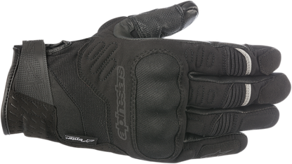 Alpinestars C-30 Drystar® motorcycle gloves in black, large size, showing textured leather and protective padding.