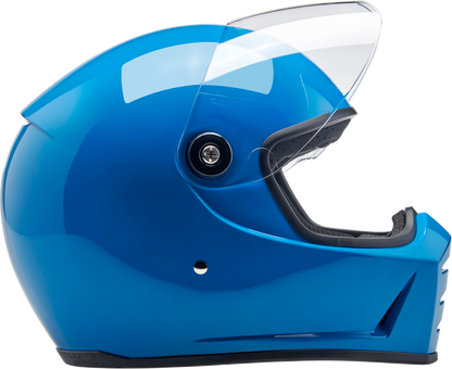 BILTWELL Lane Splitter helmet in gloss Tahoe Blue, large size, featuring a sleek motorcycle helmet design from Bill's Exhausts