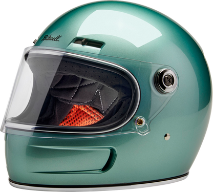 BILTWELL Gringo SV helmet in metallic seafoam color, medium size, featuring a sleek, glossy motorcycle helmet design.