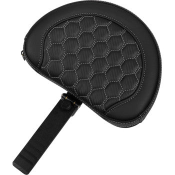SADDLEMEN Roadsofa™ extended reach seat with backrest, honeycomb design, silver stitching for FLTR/FLHX 2023-2024 motorcycles