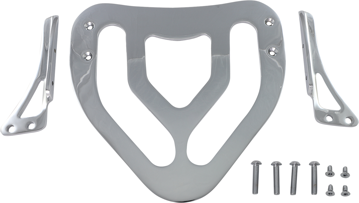 Bill's Exhausts SHOW Chrome Sissy Bar Rack 55-322 engine part for motorcycle, shiny chrome finish, detailed metal construction.