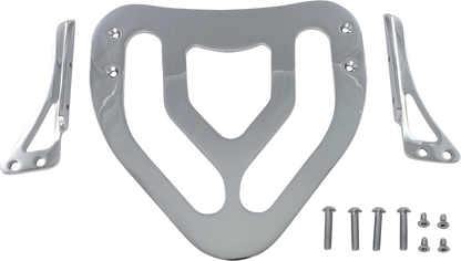 Bill's Exhausts SHOW Chrome Sissy Bar Rack 55-322 engine part for motorcycle, shiny chrome finish, detailed metal construction.