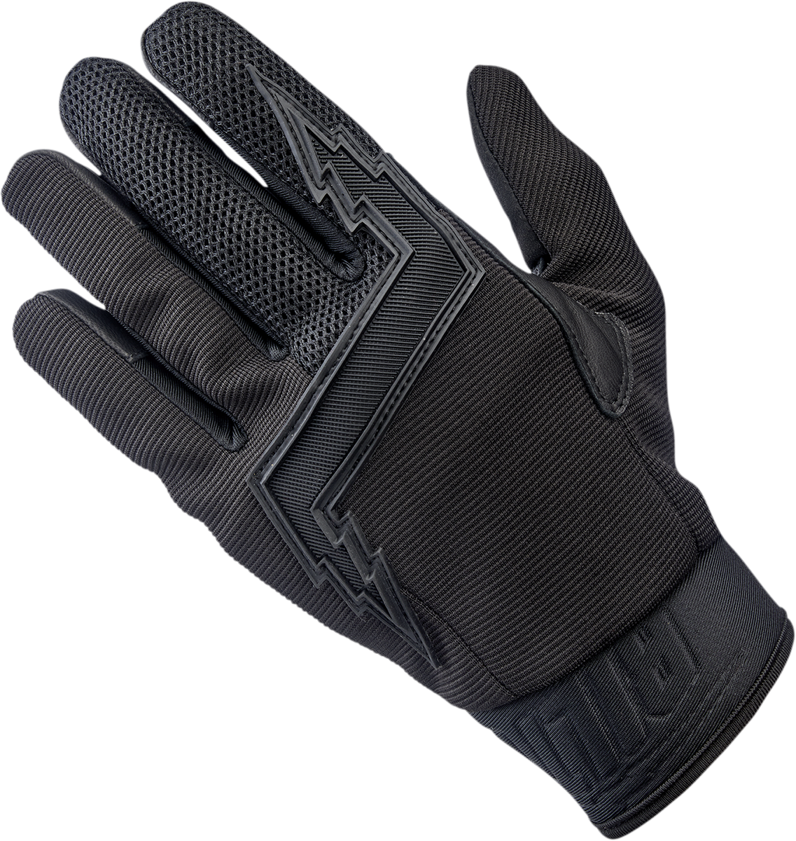Black Biltwell Baja Gloves for large hands, featuring durable construction and a sleek design, ideal for motorcycle riding.