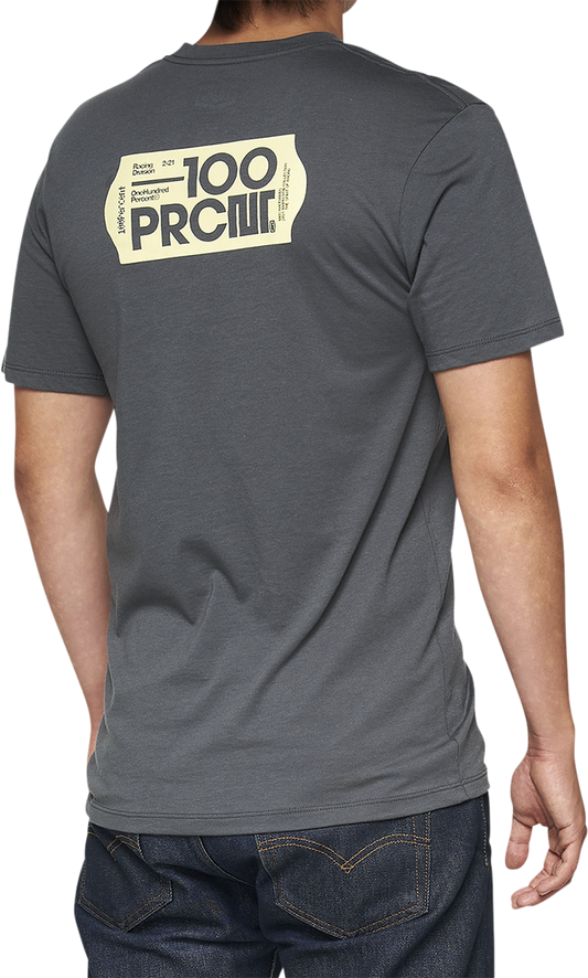 Bill's Exhausts 100% Ultra Charcoal T-Shirt in Medium, featuring a comfortable fit and casual style.