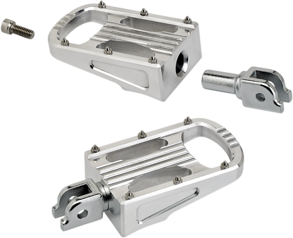 Polished BILTWELL Punisher footpeg for Softail motorcycles, showcasing durable metal body and detailed design.
