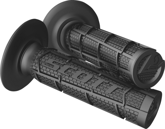 Black Scott Grips with full waffle pattern designed for motorcycle engines, showcasing textured rubber surface.