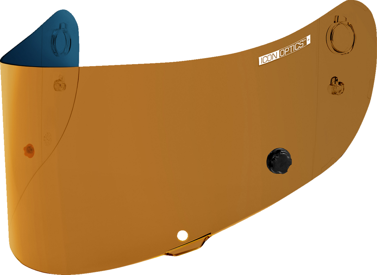 ICON Optics™ Tracshield™ helmet part in RST Bronze, designed for motorcycle helmets, featuring a sleek, reflective finish.