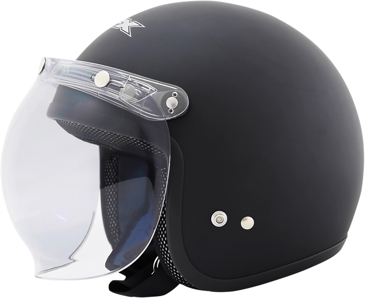 Clear bubble flip shield for helmets, AFX 3-Snap model, designed for Bill's Exhausts helmet parts, shown in the image.