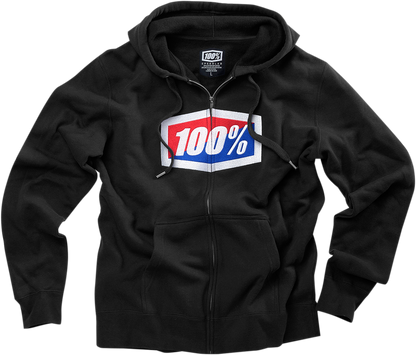 100% Official Fleece Zip-Up Hoodie - Black - Small 20032-00010 - Howling Moto