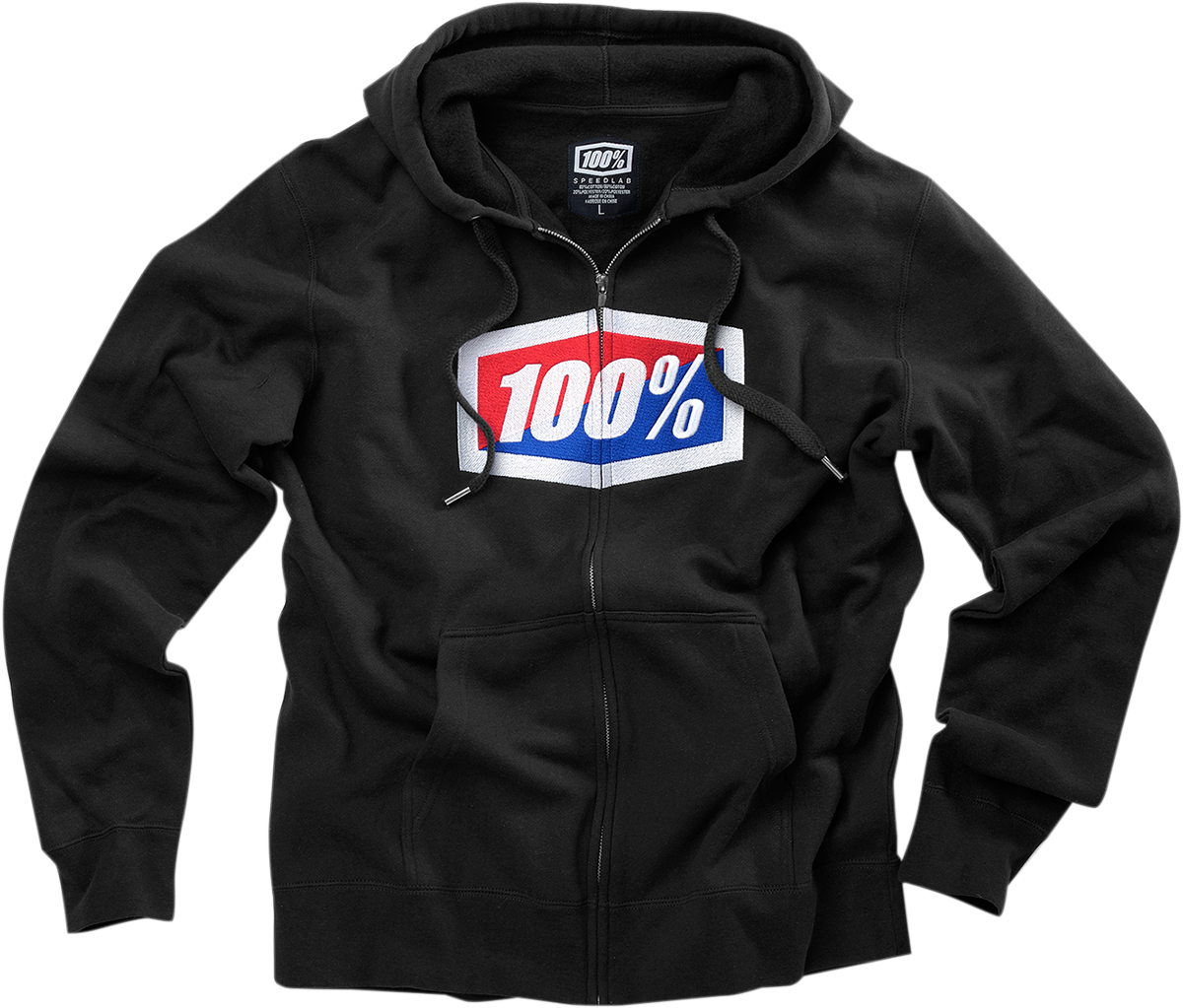100% Official Fleece Zip-Up Hoodie - Black - Medium 20032-00011 - Howling Moto