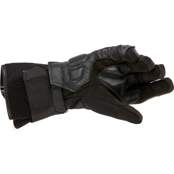 Alpinestars Women Stella Tourer W-7 V2 Drystar gloves in black, medium size, featuring protective knuckles and textured palm detail.