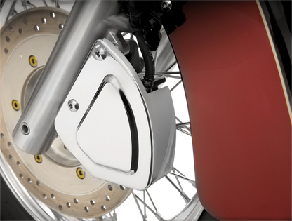 Chrome caliper cover for VT750 Aero motorcycle engine by Bill's Exhausts, featuring a shiny chrome finish and detailed branding.