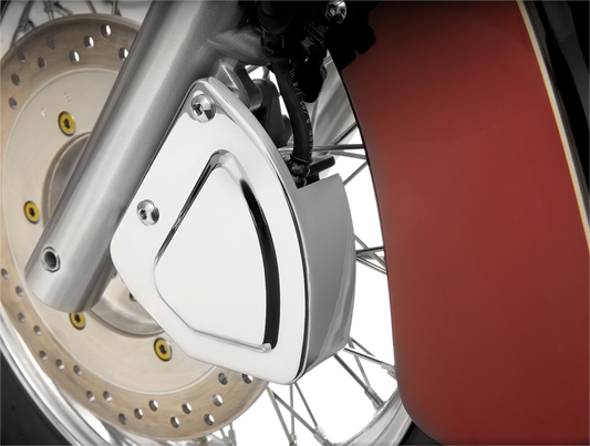 Chrome caliper cover for VT750 Aero motorcycle engine by Bill's Exhausts, featuring a shiny chrome finish and detailed branding.