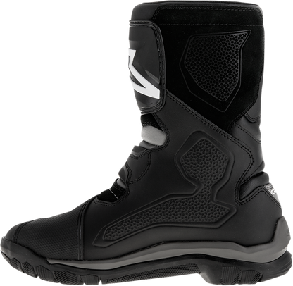 Black Alpinestars Belize Drystar® motorcycle boots showing ankle support and rugged design, US size 8.