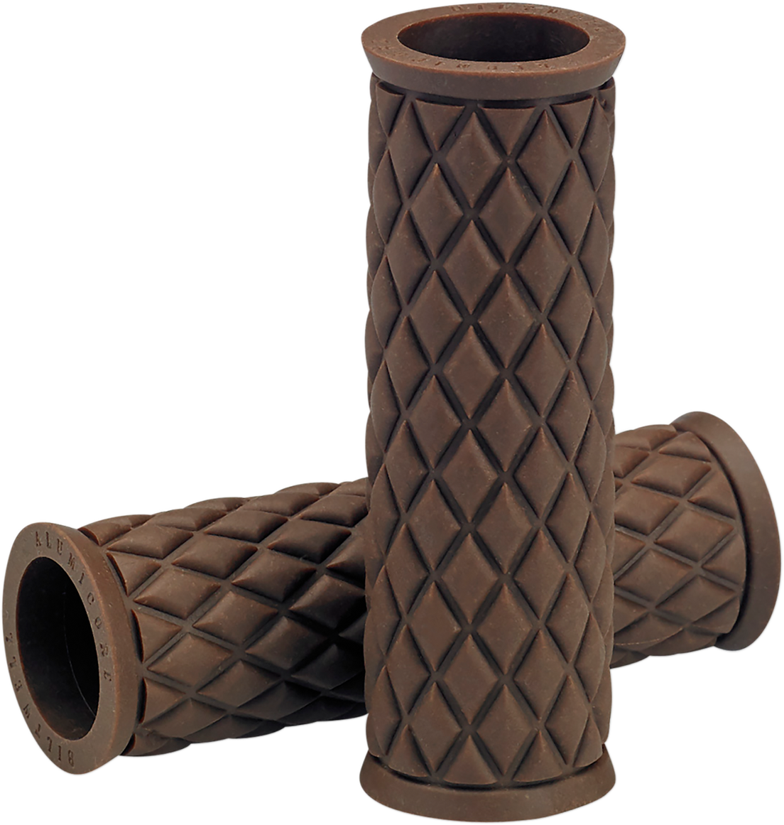 BILTWELL Alumicore replacement motorcycle grips in chocolate color, shown with textured surface and ergonomic design.