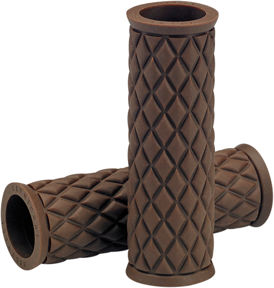 BILTWELL Alumicore replacement motorcycle grips in chocolate color, shown with textured surface and ergonomic design.