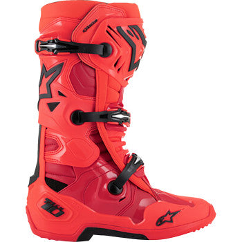 Alpinestars Tech 10 Ember LE motorcycle boots in red and black, US 12, featuring protective design and durable construction.