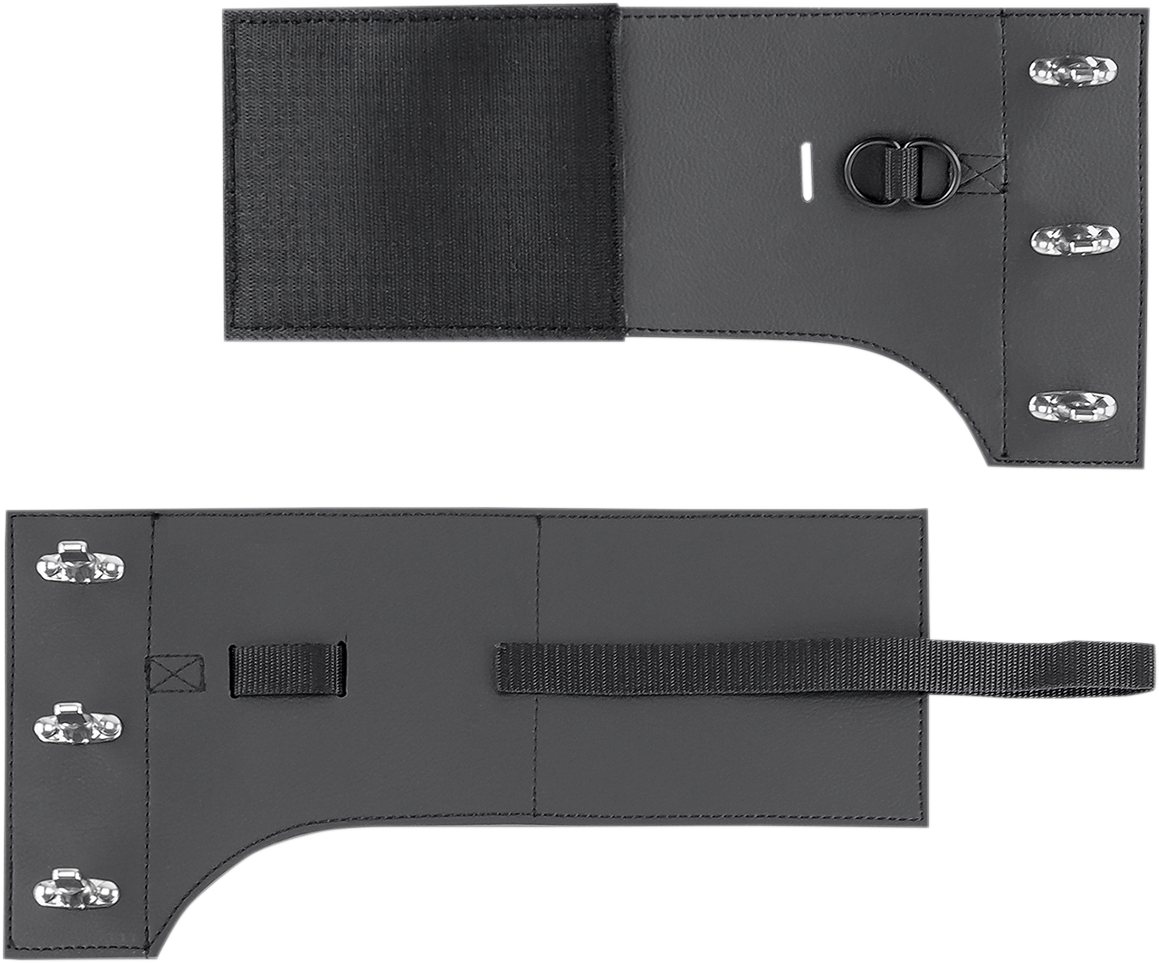 Bill's Exhausts SADDLEMEN Universal Saddlebag seat for motorcycles, durable black leather with secure mounting straps.