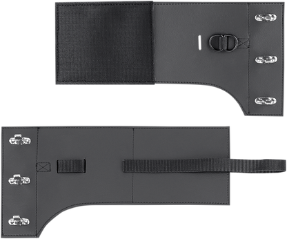 Bill's Exhausts SADDLEMEN Universal Saddlebag seat for motorcycles, durable black leather with secure mounting straps.