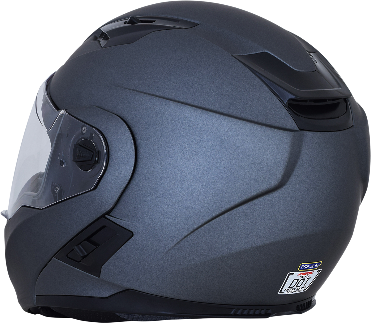 Frost gray AFX FX-111 motorcycle helmet in medium size, featuring a sleek design and clear visor for safety and style.