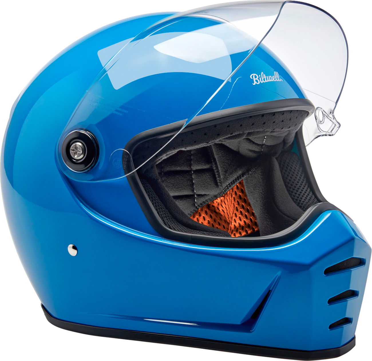 BILTWELL Lane Splitter helmet in gloss Tahoe Blue, XL size, featuring sleek motorcycle helmet design and matte finish.