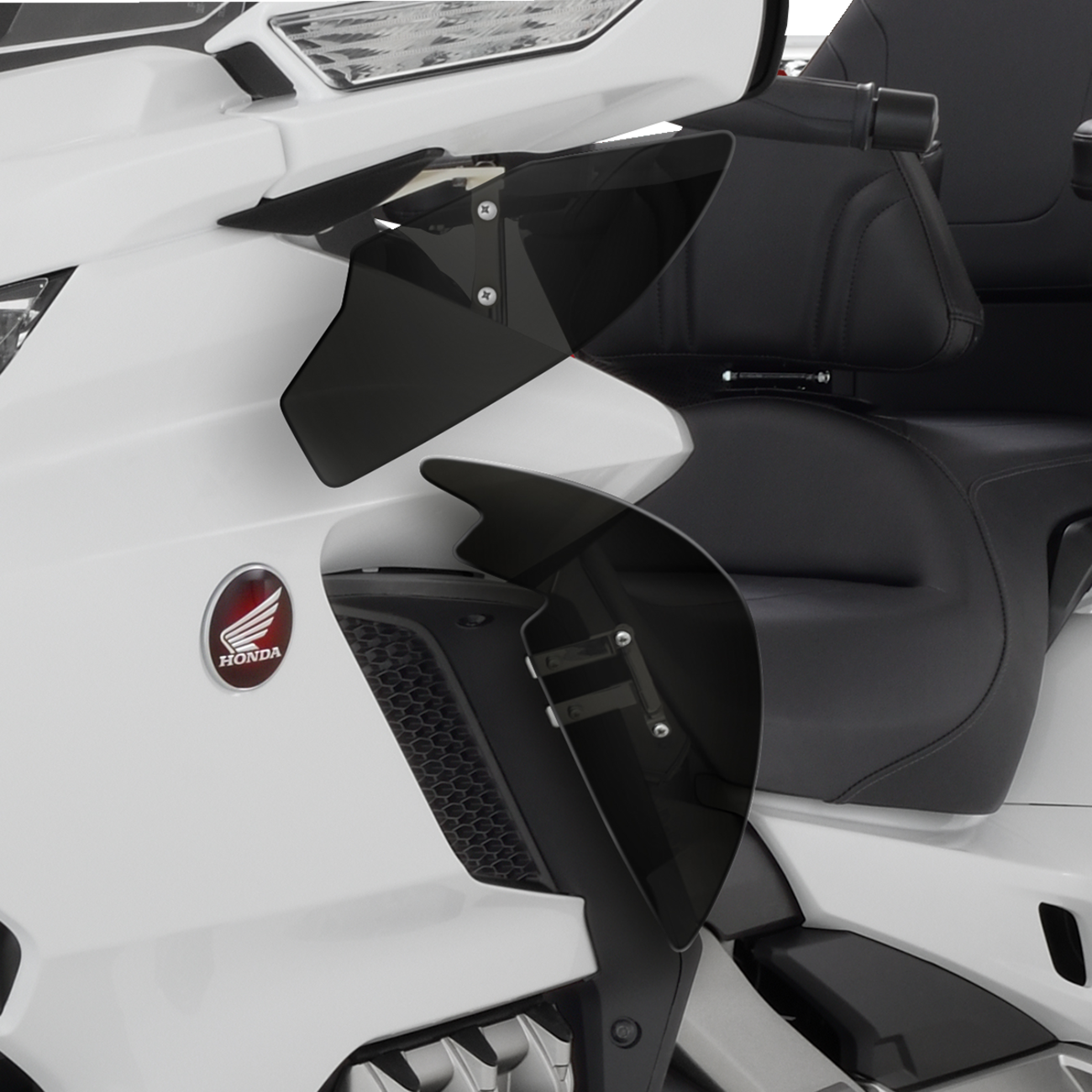 Bill's Exhausts Show Chrome lower wind deflectors for Honda Gold Wing 1800 GL 1800 motorcycle engine parts.