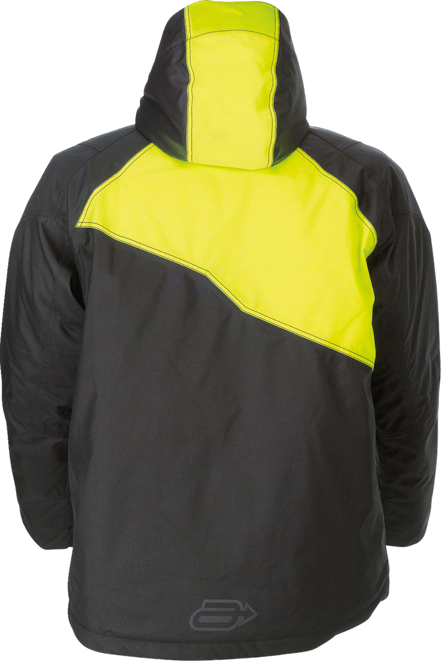 Bill's Exhausts ARCTIVA Pivot 5 Hooded Jacket in black and hi-vis, small size, featuring a front zipper and hood.