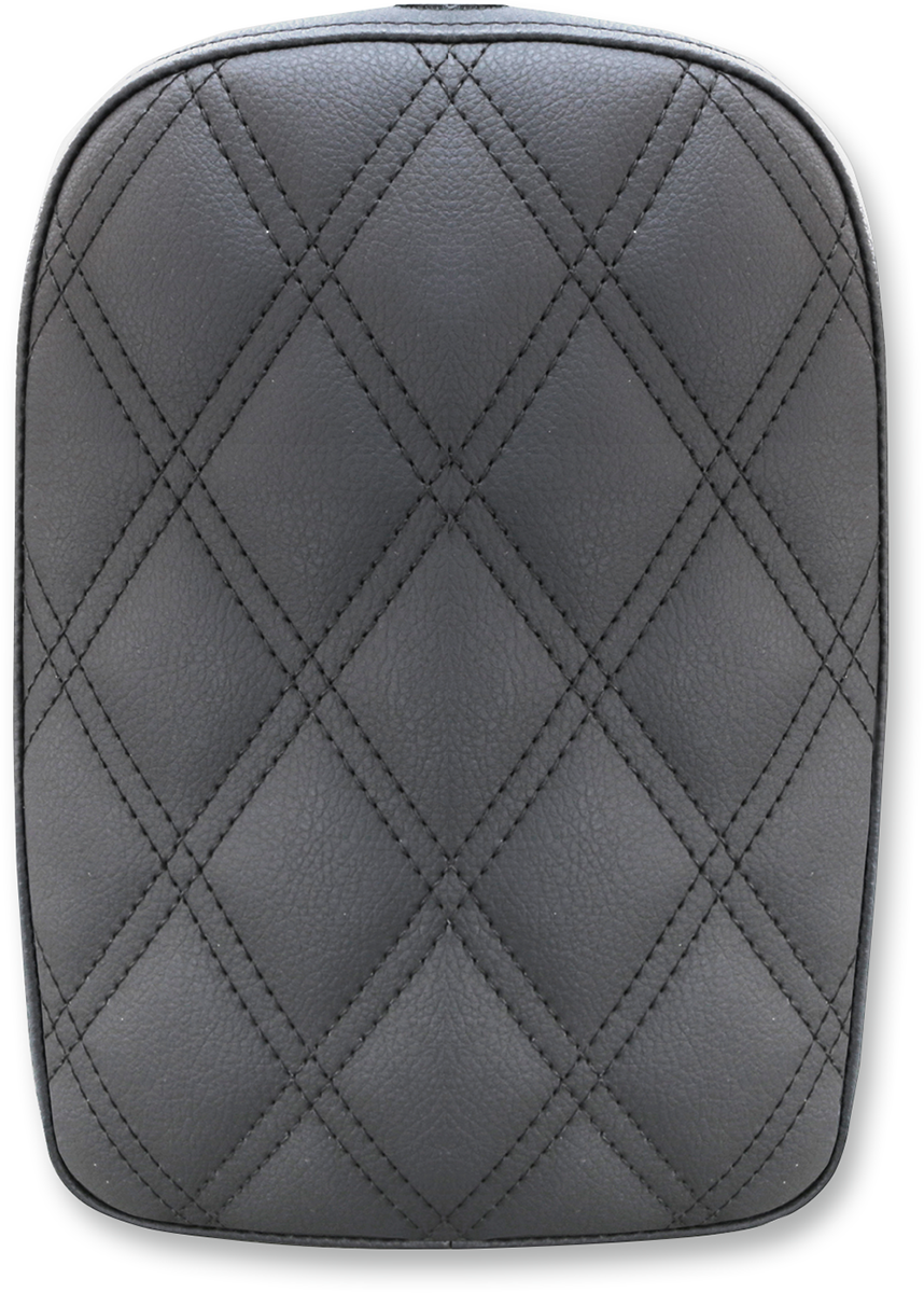 Black SADDLEMEN Detachable Pillion Pad with lattice stitching, designed for motorcycle seats by Bill's Exhausts.