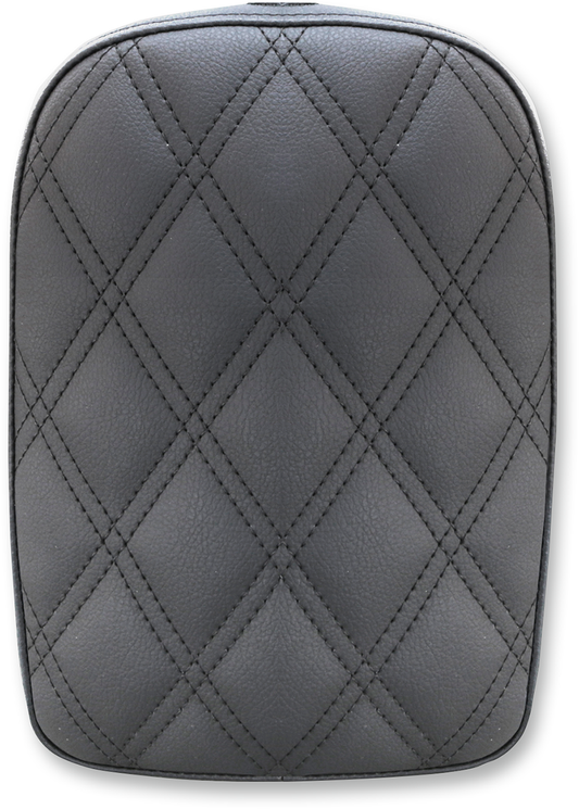Black SADDLEMEN Detachable Pillion Pad with lattice stitching, designed for motorcycle seats by Bill's Exhausts.