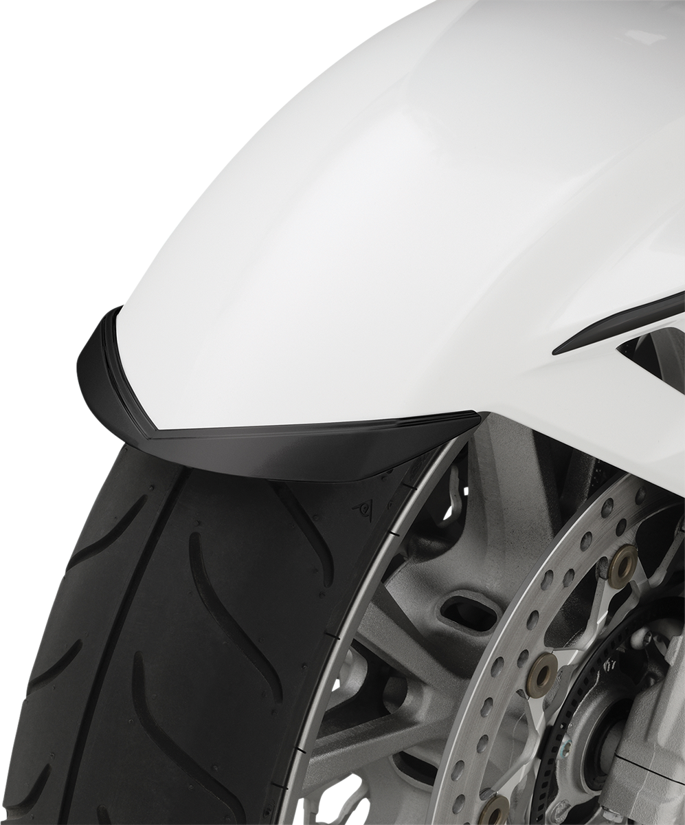 Black Show Chrome Fender Tip Accent for front engine, featuring a sleek chrome finish and detailed design.