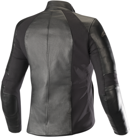 Black Alpinestars Stella Vika v2 women's motorcycle jacket with sleek design and protective features, US 12 / EU 48 size.