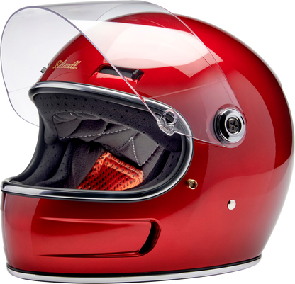 BILTWELL Gringo SV helmet in metallic cherry red, medium size, featuring a sleek, shiny motorcycle helmet design.
